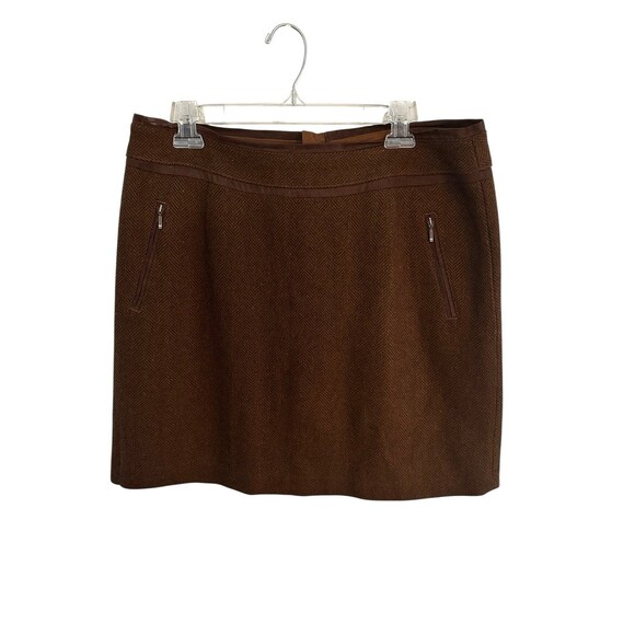 Bob Timberlake Women’s Brown 50% Wool Lined Zippered Skirt Size 14 - Picture 1 of 7